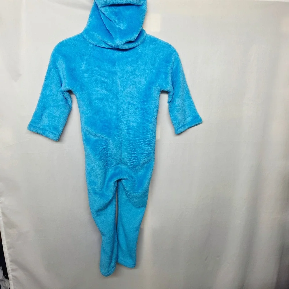 Sesame Street Cookie Monster Union Suit Kids Size 4/5 Blue Plush Hooded Costume